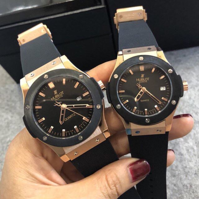 Đồng Hồ Cặp Hublot Quartz Dây Cao Su - Màu Đen