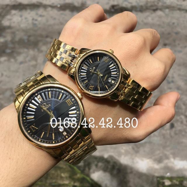 Đồng Hồ Đôi OMG8151 - Dây Vàng - Kính Sapphire