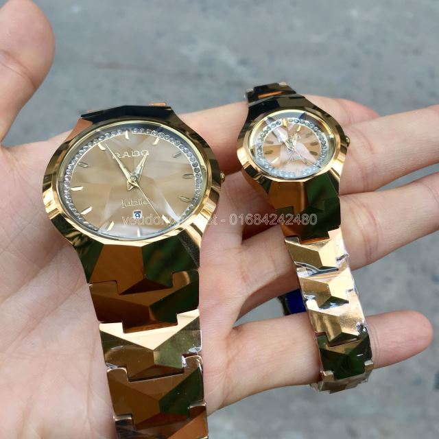 Đồng Hồ Cặp RADO 6604GHM Dây Khía Cạnh - Đá Vàng Đồng Hồ Cặp RADO 6604GHM Dây Khía Cạnh - Đá Vàng