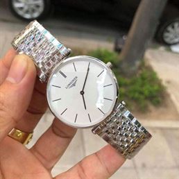 Đồng Hồ Nam Longines Cao Cấp Mặt Vạch Siêu Mỏng - Màu Bạc