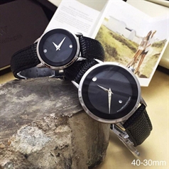 Đồng Hồ Đôi Movado Dây Da Có Lịch Ngày MVD03