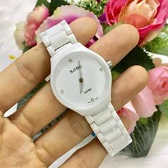 Đông Hồ Nữ RADO Đá Sứ Trắng 