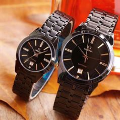 Đồng Hồ Cặp Đôi Omega 802 Full Đen