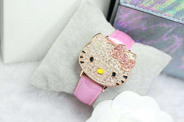 Đồng Hồ Hello Kitty Dây Da Dễ Thương