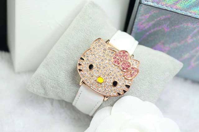 Đồng Hồ Hello Kitty Dây Da Dễ Thương
